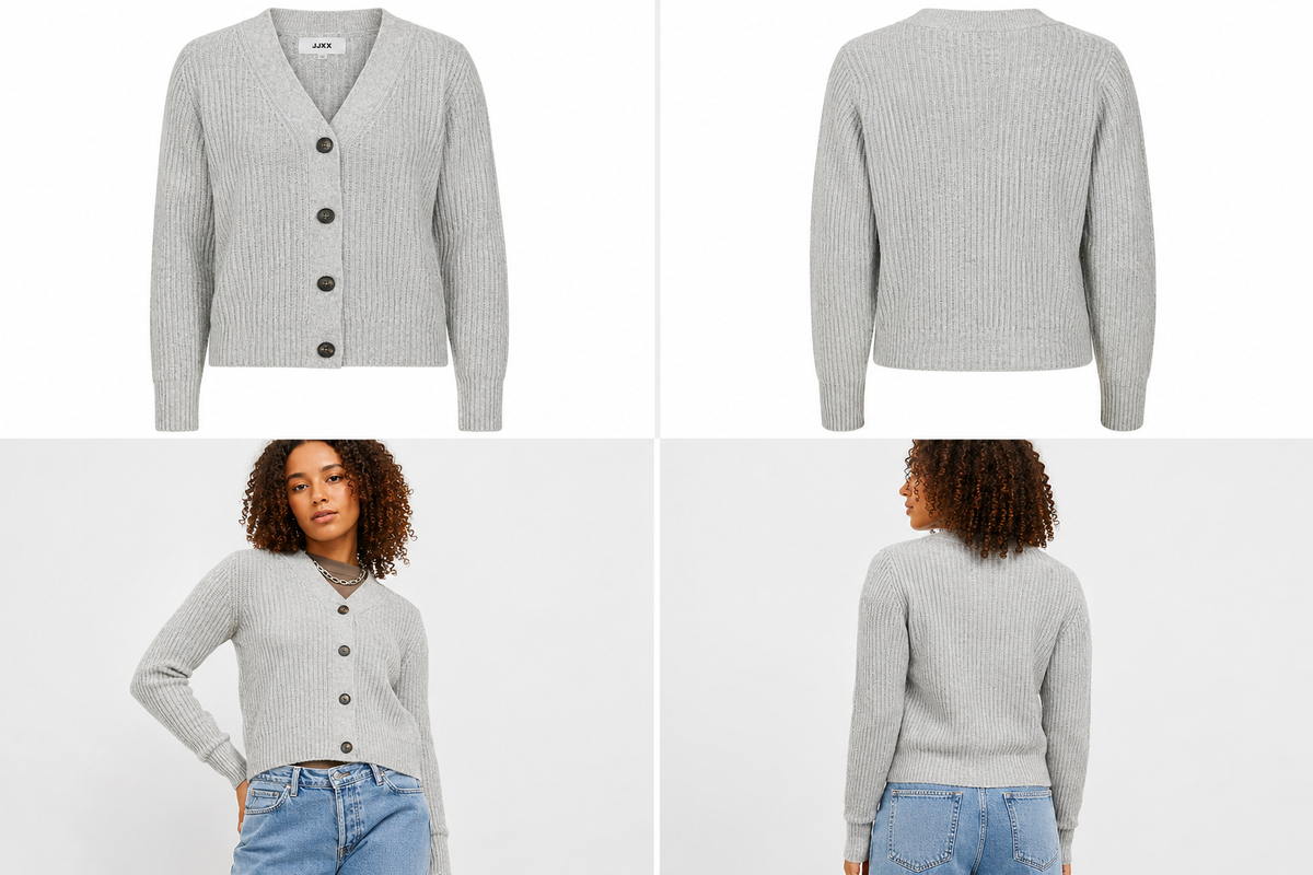 Cardigan tricotat JJXX damă JXRegina Diverse Ribbed – Poinciana/Moonbeam