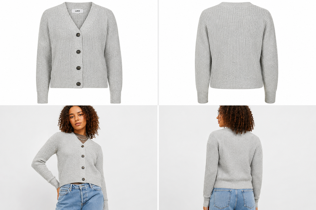 Cardigan tricotat JJXX damă JXRegina Diverse Ribbed – Poinciana/Moonbeam