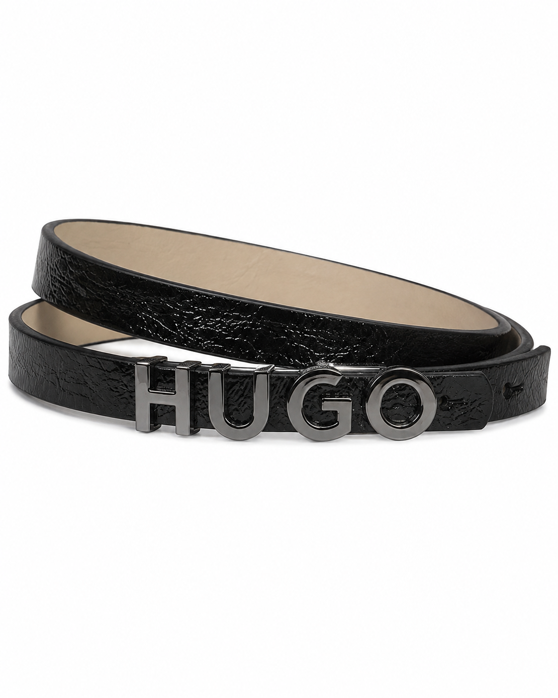 Curea damă HUGO din piele naturală neagră