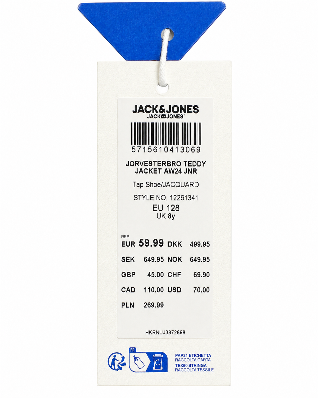 Geacă teddy JACK & JONES băieți JORVESTERBRO Jacquard, neagră