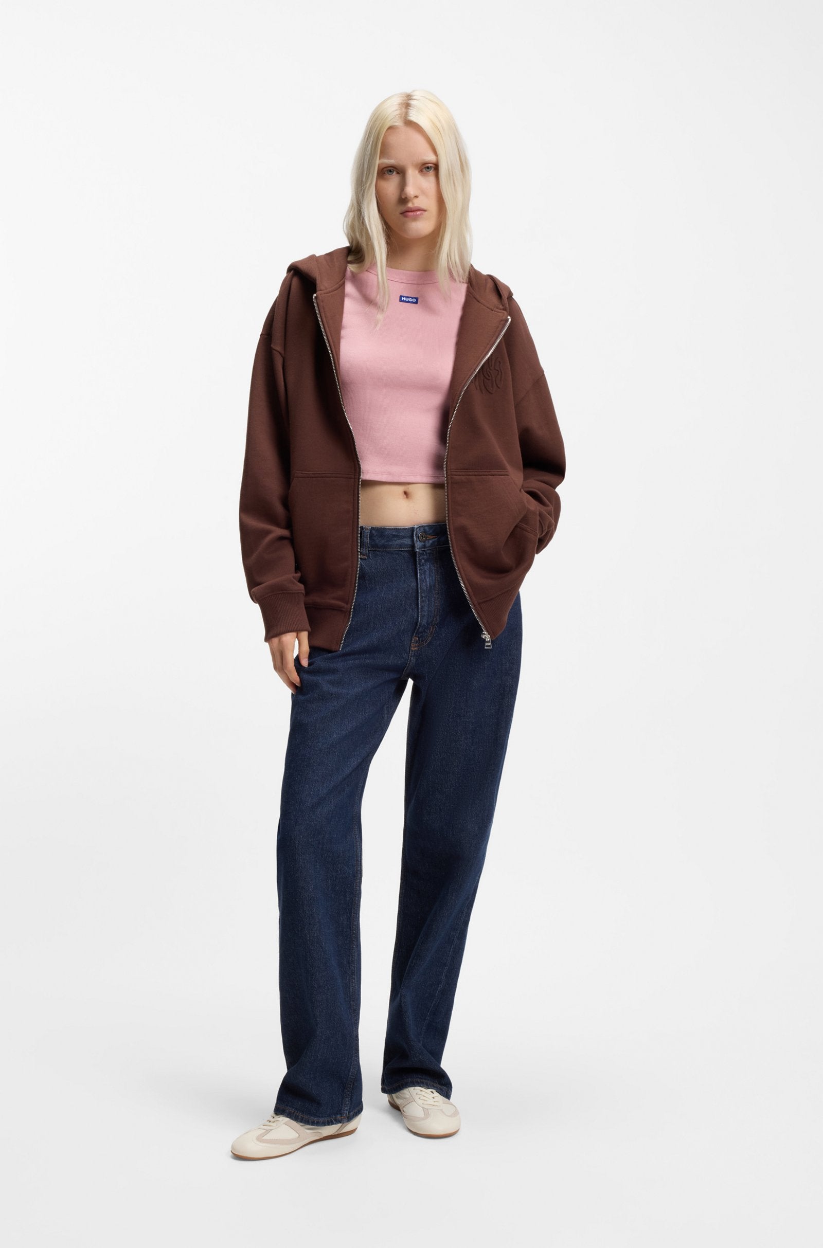 HUGO Blugi Damă Elyah_B Straight Fit Dark Blue Originali