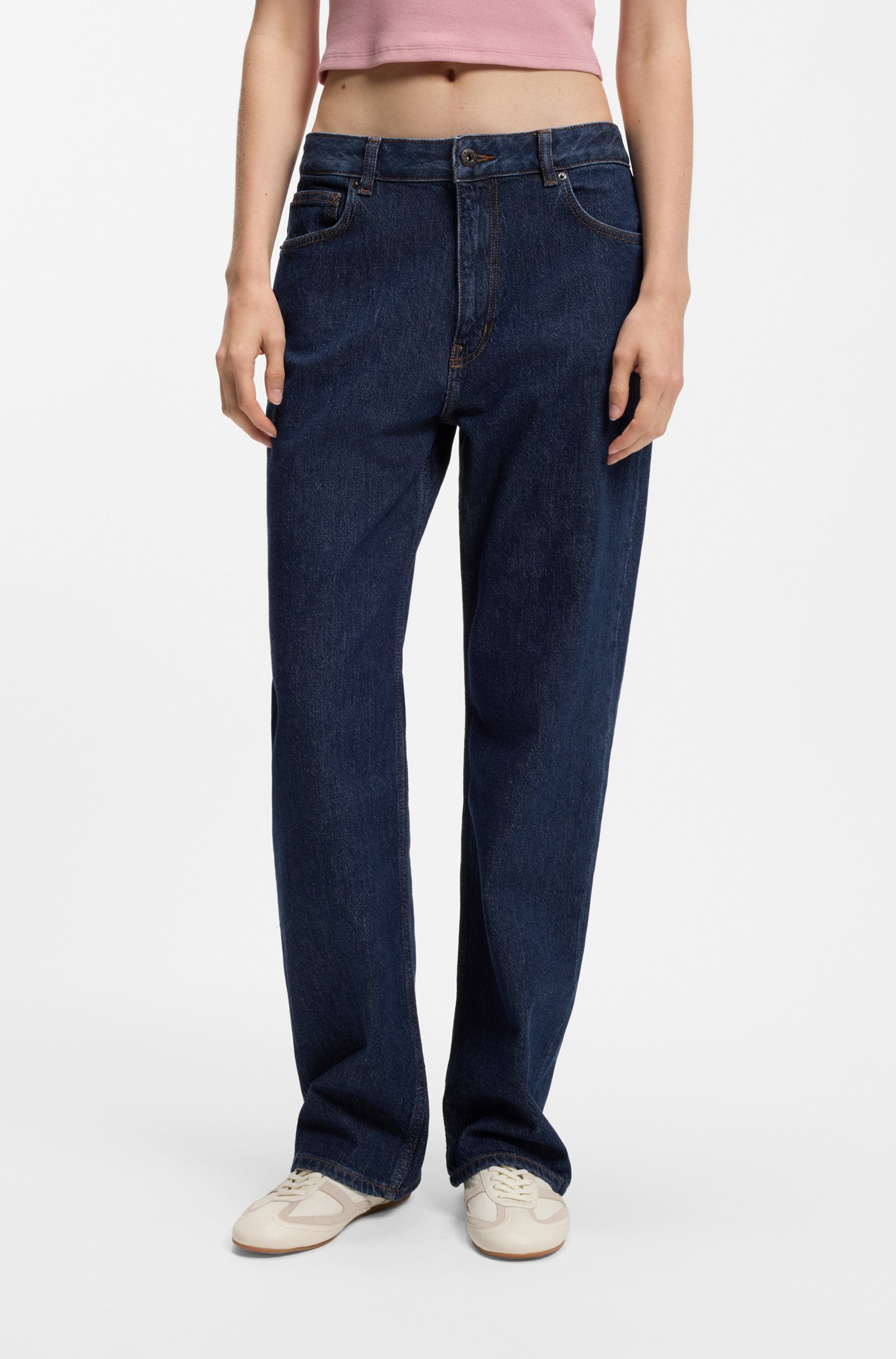 HUGO Blugi Damă Elyah_B Straight Fit Dark Blue Originali