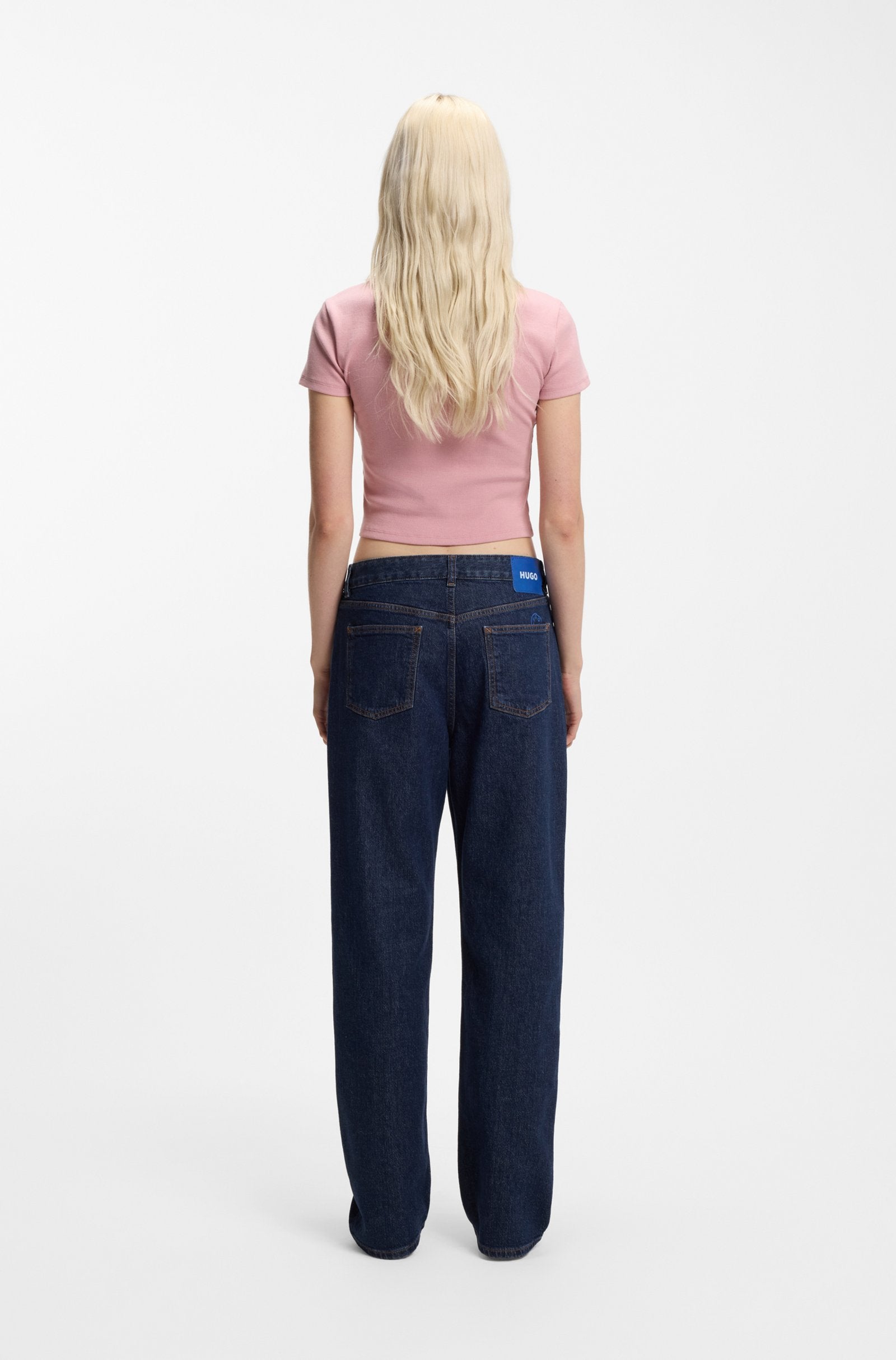 HUGO Blugi Damă Elyah_B Straight Fit Dark Blue Originali