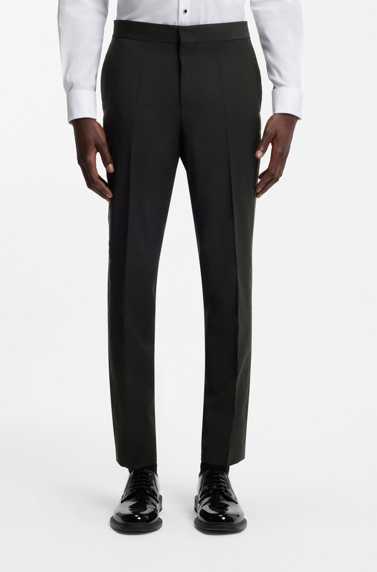 Pantaloni HUGO Hesten224E1X 50476482 negri - față