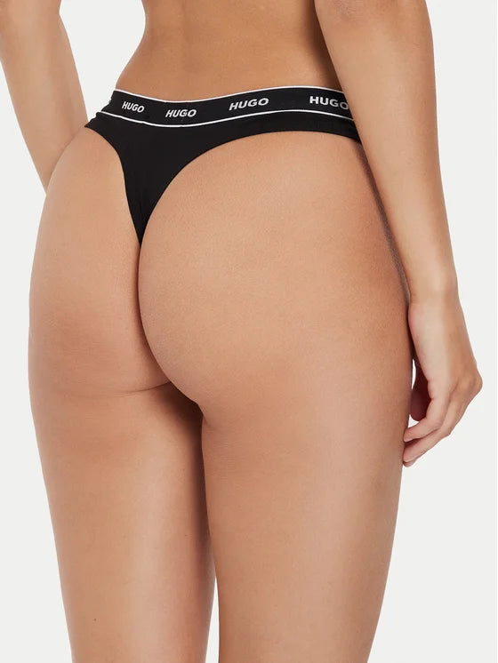 Set 3 tanga damă HUGO Triplet Thong Design, bumbac – imagine produs 5