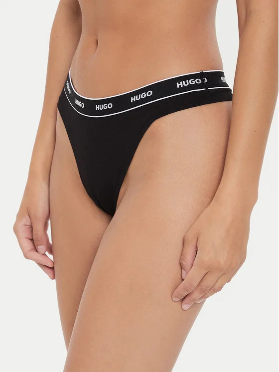 Set 3 tanga damă HUGO Triplet Thong Design, bumbac – imagine produs 6