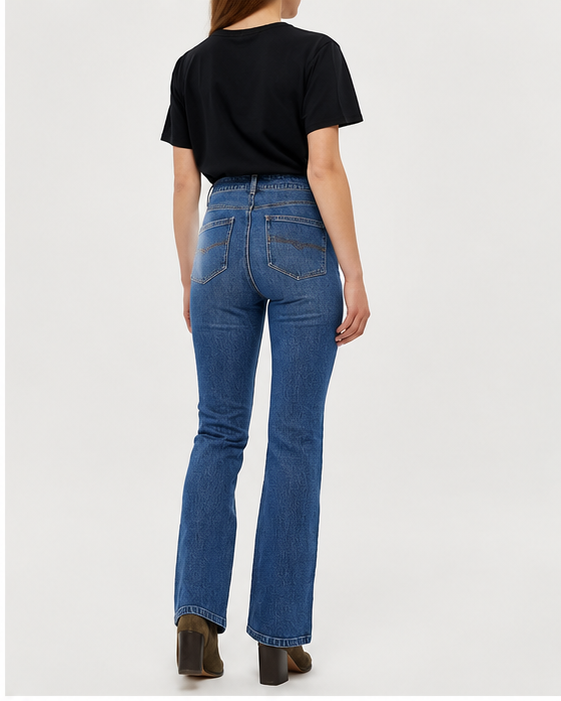 Peppercorn Linda High Waisted Denim Jeans Damă Mid Blue