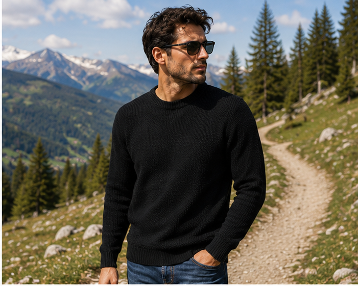 Jack & Jones JORKYLE Knit Crew Neck Pulover Bărbați Negru 6XL Original