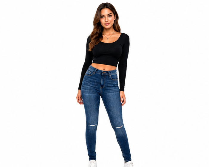 VERO MODA VMSOPHIA HR Skinny Destroy Jeans Damă Medium Blue Denim