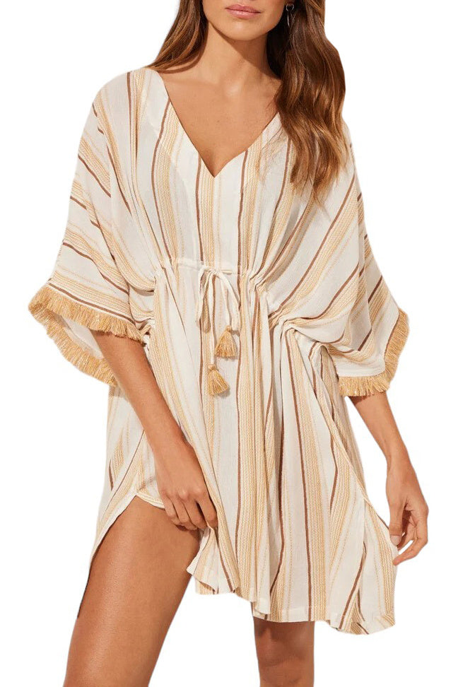 Rochie de plajă damă Women’secret Solare, crem cu dungi
