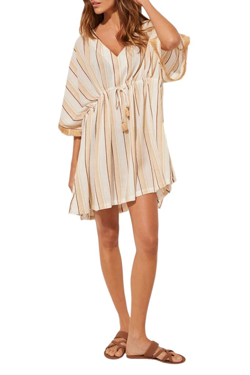 Rochie de plajă damă Women’secret Solare, crem cu dungi